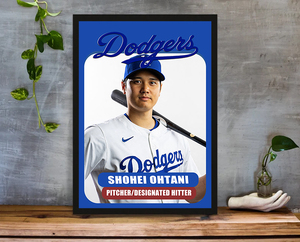 ND10-大谷翔平　A4ポスター　MLB　LA　ドジャース　デコピン　デコイ　額装付き　野球　インテリア