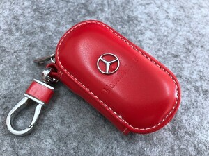 ★メルセデス・ベンツ BENZ★レッド★スマートキーケース 車用 PUレザー 男女兼用 収納 ラウンドファスナー キーホルダー キーカバー 軽量