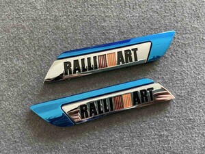 ★三菱 RALLI ART★228★ 金属ステッカー エンブレム デカール 2枚セット 3D 立体 車用装飾 両面テープで取付簡単