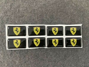 ★フェラーリ Ferrari★18★ ステッカー エンブレム 8枚セット 結晶樹脂 防水シール 車の装飾 ブラック