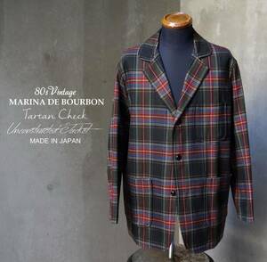 80s ヴィンテージ 日本製 マリナドブルボン Marina de Bourbon タータンチェック ブレザー アンコン ジャケット M