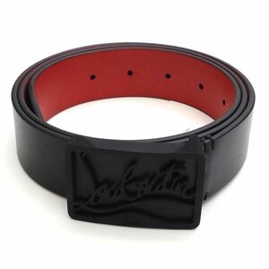 F0446S 新品 Christian Louboutin ロゴ レザーベルト 【サイズ：95/38】 ブラック RICKY BELT 35 クリスチャンルブタン メンズ 5CH/F0446S