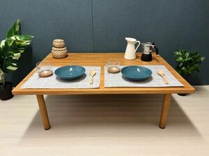 Art hand Auction [Free Shipping] Low Table Rectangle 100cm 70cm Pine Oak Screwed Wooden Legs, handmade works, furniture, Chair, table, desk