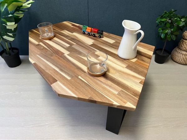 [Livraison gratuite] Table basse modifiée 90 cm pieds de connexion en bois d'acacia, œuvres faites à la main, meubles, Chaise, tableau, bureau