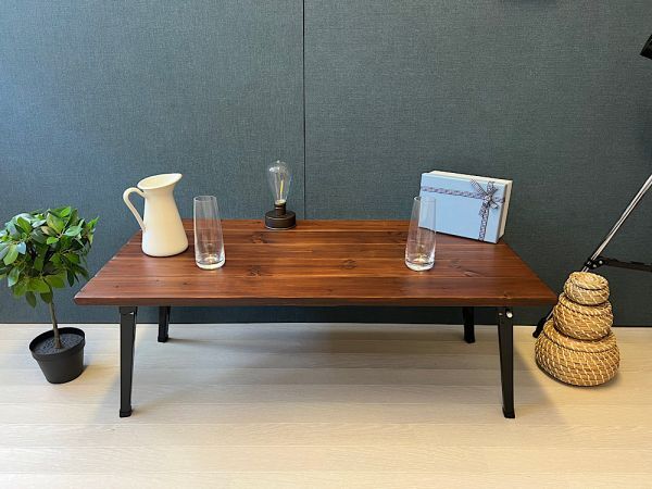 [免运费] 矮桌长方形 90 厘米 45 厘米 SPF 棕色直折叠腿, 手工作品, 家具, 椅子, 桌子, 桌子