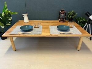 Art hand Auction [Free Shipping] Low Table Rectangle 120cm 70cm Ash Screwed Wooden Legs, handmade works, furniture, Chair, table, desk