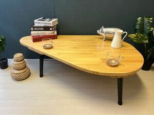 Art hand Auction [Kostenloser Versand] Niedriger Tisch Dreieck 120 cm 80 cm Kiefer Natur Klappbeine, handgemachte Werke, Möbel, Stuhl, Tisch, Schreibtisch
