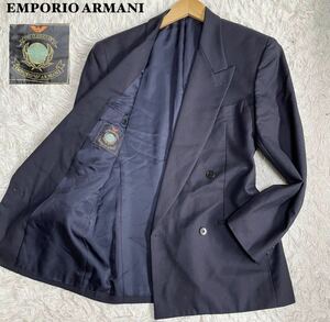 希少 EMPORIO ARMANI エンポリオアルマーニ　ブレザー　ダブルブレスト　ジャケット44 ネイビー 紺ブレ テーラードジャケット ML相当