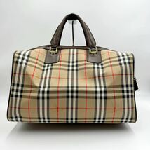 Burberry バーバリー ボストンバッグ ノバチェック シャドーホース ハンド トート 大容量 旅行 レザー キャンバス _画像2