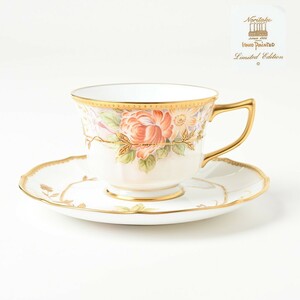 Noritake ダイヤモンドコレクション 薔薇文 金彩 ハンドペイント カップ&ソーサー Limited Edition ローズ ノリタケ HAND PAINTED 洋食器