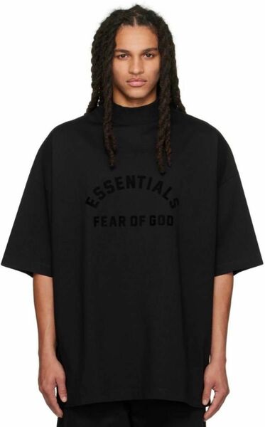 新品確実正規品 FEAR OF GOD ESSENTIALS Tシャツ M ブラック エッセンシャルズ JET BLACK 黒