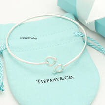 【美品】ティファニー TIFFANY＆Co. エルサペレッティ ダブル オープン ハート バングル ブレスレット AG925_画像2