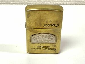 ZIPPO ジッポー オイルライター 1991 ゴールドカラー CAMELキャメル TROPHY SINCE1980 OFF-ROAD ADVENTURE 現状品 発火不可 IK