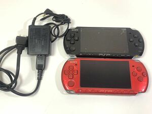 【ジャンク】SONY ソニー PlayStation Portable3000 プレイステーションポータブル PSP 3000 ブラック レッド 充電器 通電 動作未確認 K