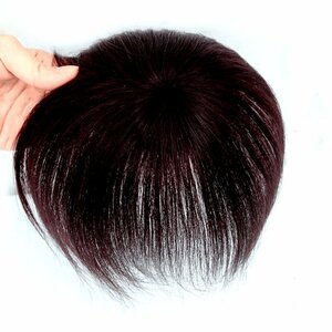 ★軽量　全人毛ヘアピース★長さ２０ー２３ｃｍ★落ち着いたレッドブラウン髪です★