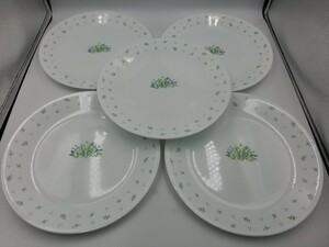 G【MK4-38】【80サイズ】▲CORELLE/コレール/プレート/5枚セット/直径 約26㎝/外箱無し/※1枚に汚れあり