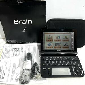 (志木)【美品 動作品】SHARP/シャープ Brain/ブレーン カラー電子辞書 PW-A7300 黒 ブラック 本体 イヤホン USBケーブル 専用ポーチ付 (o