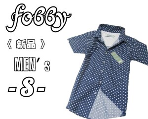 新品メンズS◇fobby◇ドット柄ボタンダウン半袖シャツ navy