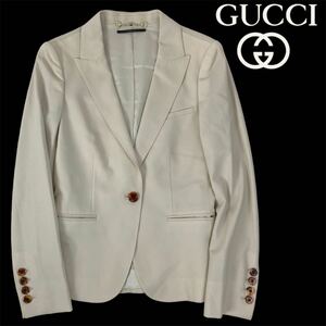 h66 GUCCI グッチ 2008 テーラードジャケット ウール 毛 ライトベージュ フォーマル ビジネス 卒業 入学式 38 イタリア製 正規品 215856