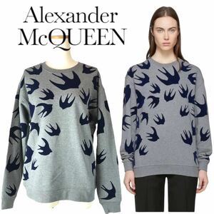 h23 新品 McQ Alexander McQueen 2016 アレキサンダーマックィーン スウェット トレーナー 長袖 プルオーバー ツバメ グレー M 正規品