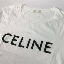 Rh137 CELINE セリーヌ ロゴ Tシャツ カットソー プリント 半袖 ホワイト クルーネック 白 トップス L コットン100% X008370E 正規品_画像5