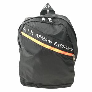 h169 新品 ARMANI EXCHANGE アルマーニエクスチェンジ バックパック ナイロン リュック ブラック オレンジ ロゴ 正規品 男女兼用 