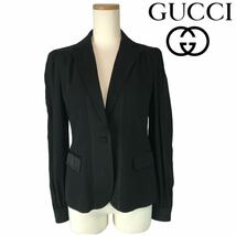 h233 GUCCI グッチ 2015 テーラードジャケット シャツジャケット ブラック イタリア製 40 フォーマル ビジネス アウター 正規品_画像1