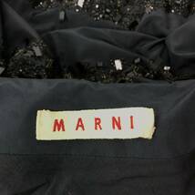 h296 MARNI マルニ ビーズ スパンコール 刺繍 フレアスカート ひざ丈 スカート シルク100% コットン ブラック 44 イタリア製 正規品_画像6