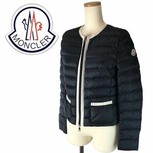 h319 良品 MONCLER 2019ss モンクレール CRISTALLETTE ライトダウン 0 ダウンジャケット ノーカラー アウター ネイビー 春秋 正規品の画像10