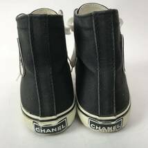 h328 CHANEL シャネル ココマーク ハイカットスニーカー キャンバス シューズ ブラック ホワイト 36 正規品 レディース ヴィンテージ_画像7