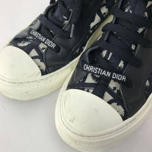 h331 Christian Dior ディオール トロッター ハイカットスニーカー シューズ ネイビー ニット ソックス レザー 約23.5〜24cm 正規品の画像6