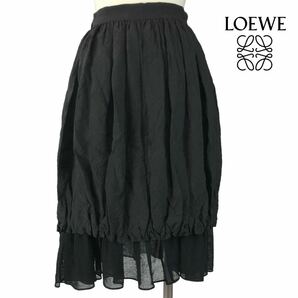 h359 未使用 定価14.8万円 LOEWE ロエベ 膝丈スカート ブラック バルーンスカート 黒 32 フォーマル 正規品 レディースの画像2