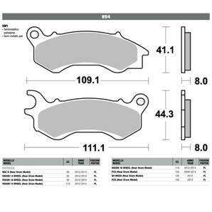 【１円スタート】PCX125 150 Zoomer-X ほか コントロール性良好 伊ブレーキング セミメタルパッド BRAKING semi-metallic pad #954SM1の画像3