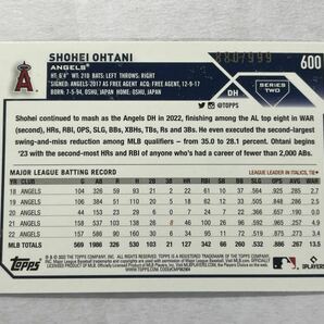 999枚限定 大谷翔平 2023 Topps BLUE SHIMMER パラレル Shohei Ohtani ドジャース MLBカードの画像2