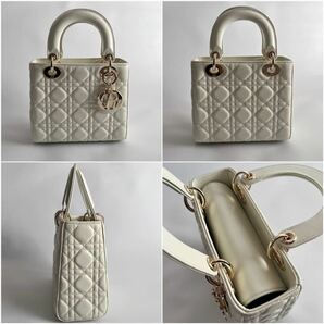 美品 付属品付き Lady Dior My ABCDior バッグ スモール カナージュラムスキン WHITE クリスチャンディオール レディース HAND BAGの画像4