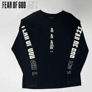 希少 美品 Fear of God Jay-Z :44 Tour Merchandise フィアオブゴッド Longsleeve T-shirt ロンT Tシャツ Lサイズ ブラック黒 メンズ
