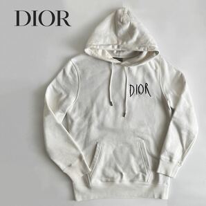 美品 国内正規品 DIOR × Raymond Pettibonディオール 19AW フーディー レイモンドペティボン ロゴ刺繍スウェットパーカー XSサイズ 白の画像1