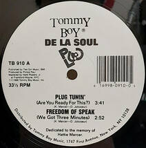 即決送料無料(1)【USオリ盤12インチレコード】De La Soul - Plug Tunin' / Freedom Of Speak('88) / デ・ラ・ソウル 記念すべき1stシングル_画像5
