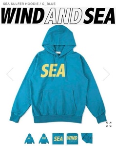 新品未開封★WIND AND SEA Sea Sulfer Hoodie Cyan★ウィンダンシー/サルファーフーディ―/パーカー/プルオーバー/S/青ターコイズ水色