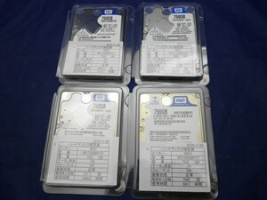  ★WESTERN DIGITAL HDD 750GB 2.5インチ S-ATA 9.5mm　4個セット