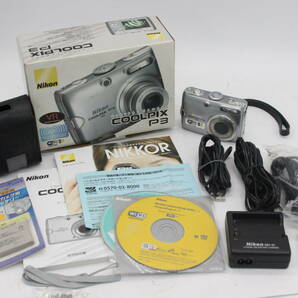 【返品保証】 【元箱付き】ニコン Nikon Coolpix P3 VR 3.5x バッテリー チャージャー付き コンパクトデジタルカメラ s8240の画像1