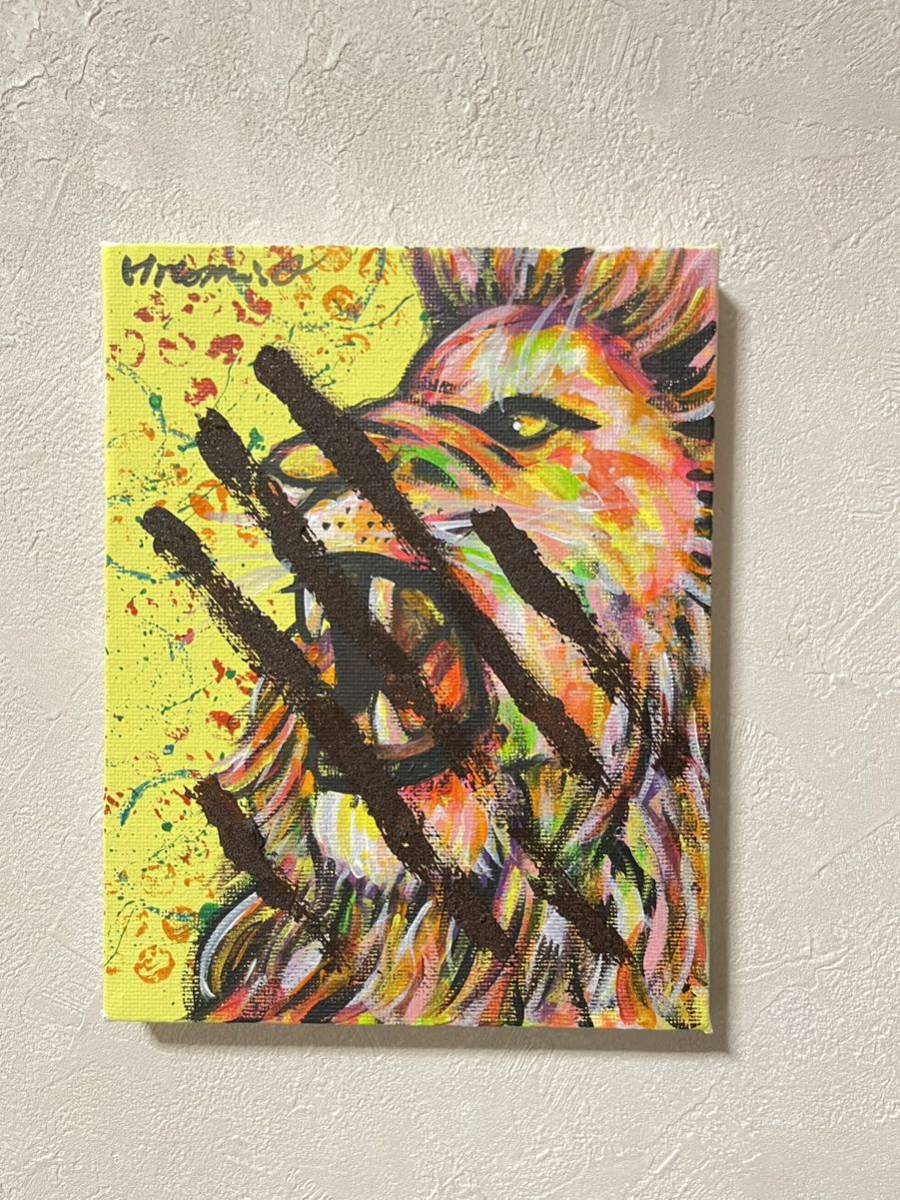 Authentic ★ Modern Art Painting Original Art Canvas Artwork Animal Painting Lion Proof of Work, artwork, painting, acrylic, gouache