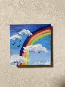 Art hand Auction Painting Original Art Modern Art Canvas Mini Size Abstract Painting Rainbow Sky Painting, artwork, painting, acrylic, gouache