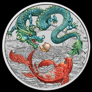 [ written guarantee * capsule with a self-starter ] 2023 year ( new goods ) Australia [ green Dragon * dragon . common carp ] original silver 1 on scalar silver coin 