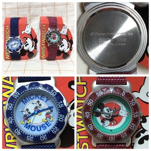 送料300円～ ※ジャンク扱い 動作不明 2000 SEGA ２個セット ミッキー ミニー 腕時計 ディズニー 腕時計 Disney 時計の画像1