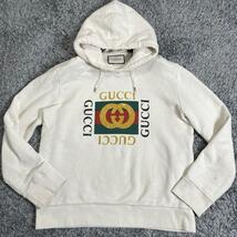 現行タグ◆大人気◆ グッチ GUCCI パーカー プルオーバー ビンテージロゴ インターロッキング L〜XL フード メンズ レディース 白 ホワイト_画像1