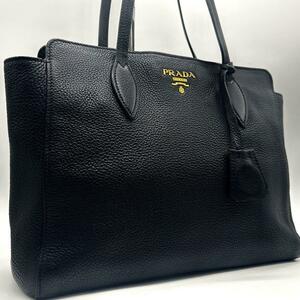 極美品◆A4◎ プラダ PRADA トートバッグ ヴィッテロフェニックス ハンドバッグ ビジネス レザー 本革 ブラック 黒 メンズ レディース 鞄