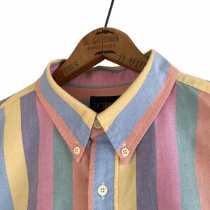 90's J.CREW マルチストライプ オックスフォード ボタンダウンシャツ L ポロカラー ビンテージ オールド ジェイクルー old gap poloの画像3