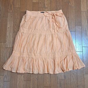 セオリー 綿スカート 春夏 リゾート カジュアル 難あり 優しいオレンジ色 1箇所シミあり