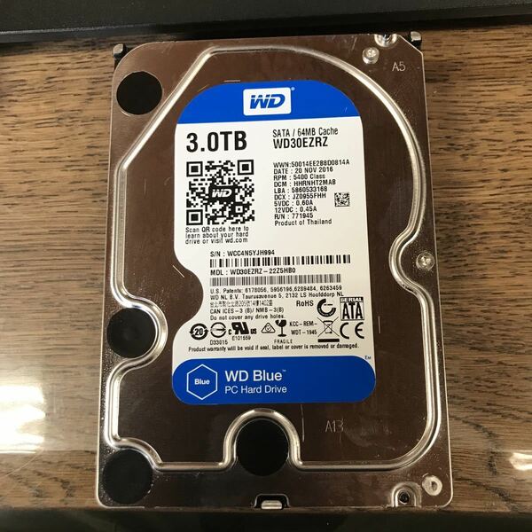 A037」Western Digital 3TB 3・5インチSATA 動作品　使用5000H～10000H